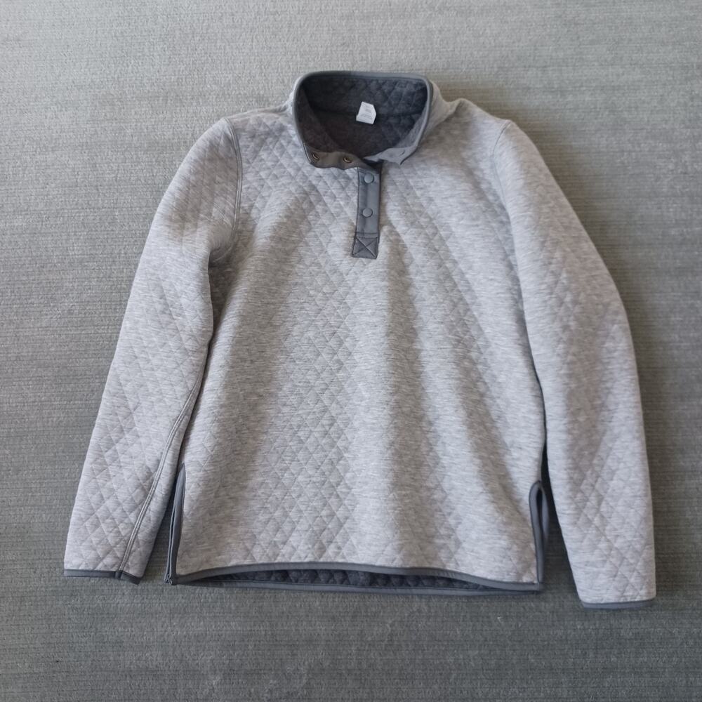 Marine Layer Quilted Light Gray Pullover Sweatshirt